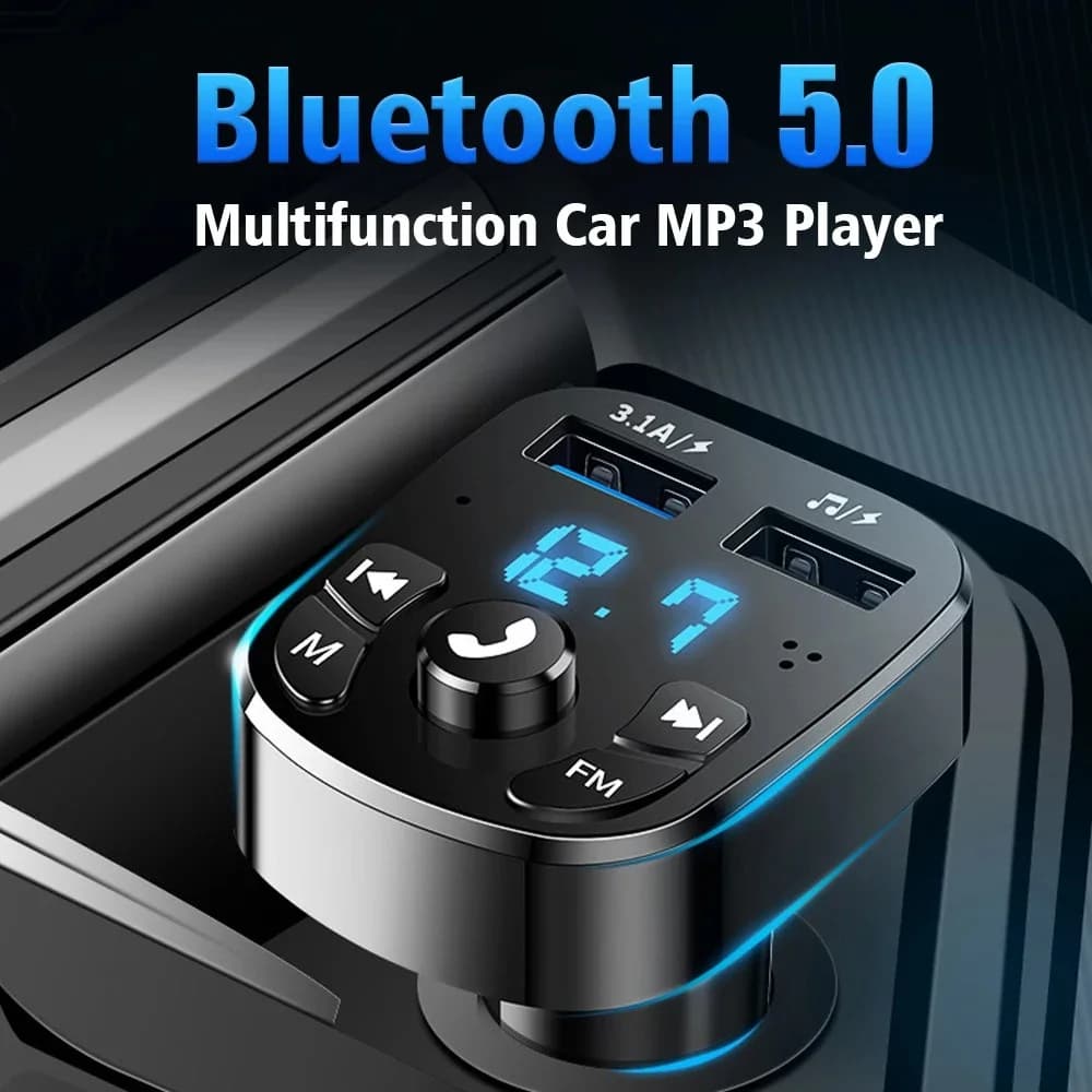 Lettore MP3 per auto 3.1A Dual USB Caricatore rapido per telefono Adattatore Bluetooth 5.0 Trasmettitore FM Ricevitore USB Flash Drive Plug Kit per auto