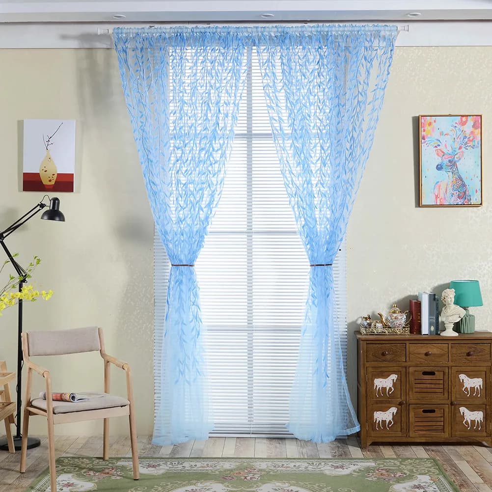 Boho Curtain Valance Decorative Sheer Curtains Window Lavender Valances for Windows Leaf Kitchen