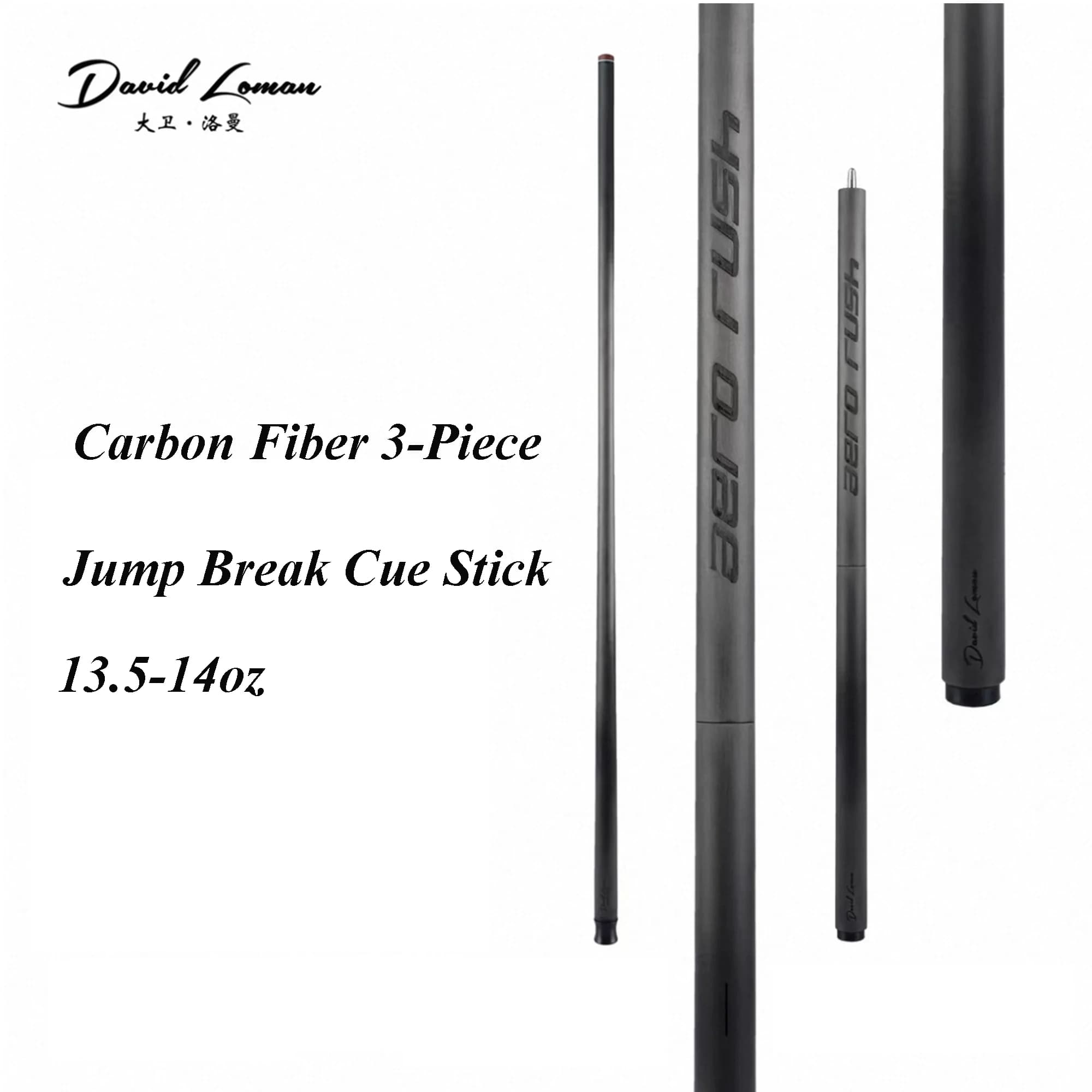 DAVID LOMAN AERORUSH Jump Break Cue 13~14oz, Stecca da Biliardo in 3 Pezzi con Punta in Bachelite da 14mm per Break e Salti Senza Sforzo, 51.5 Pollici
