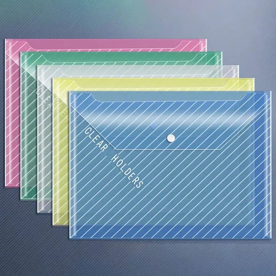 10 buste trasparenti per documenti formato A4, buste per documenti in PP trasparente impermeabili per la conservazione di materiale scolastico e per ufficio