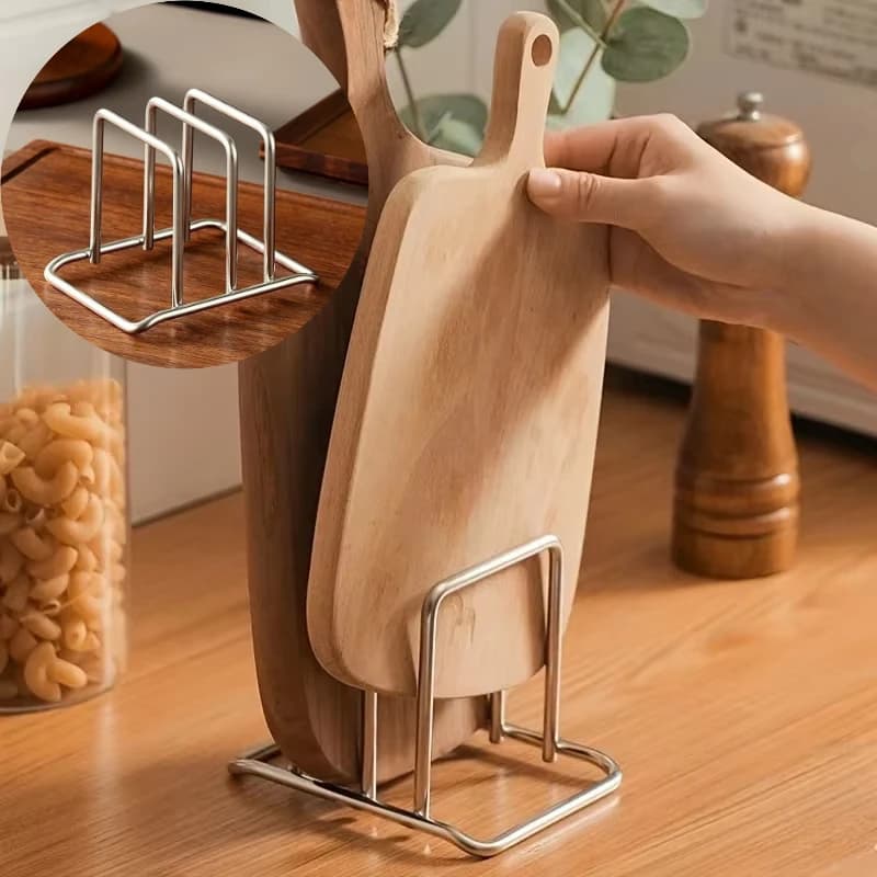Portaoggetti Multifunzionale in Acciaio Inox per Coperchi, Taglieri e Utensili da Cucina, per Uso su Piano di Lavoro
