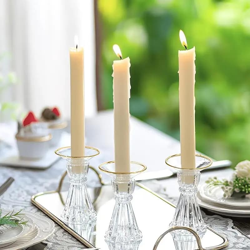 Hot Sale 3Pack Glass Candle Holders Wax Drip Guard Anti Tip Base Wedding Table Centerpiece Home Decor Supply