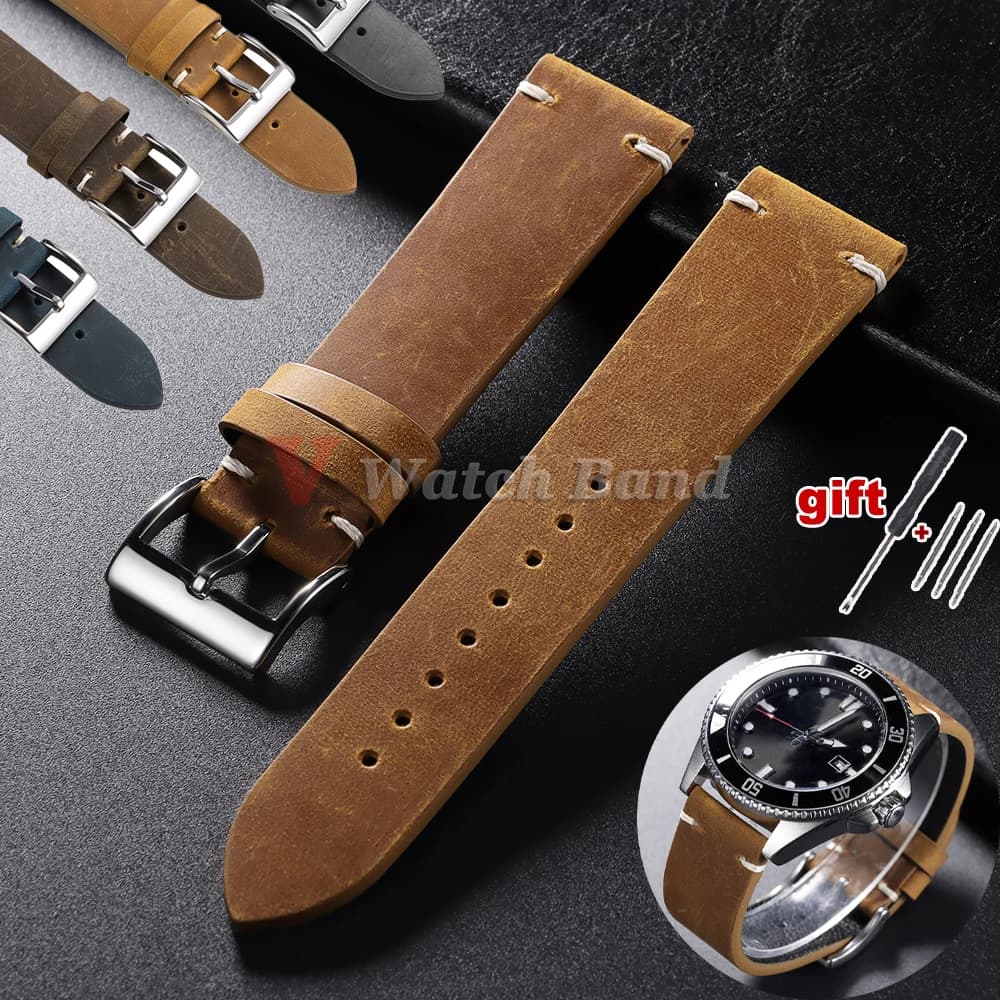 18mm 20mm 21mm 22mm 24mm cinturino in pelle di vacchetta per cinturino da polso Omega per Panerai PAM 441 386 braccialetto uomo donna sport sostituzione