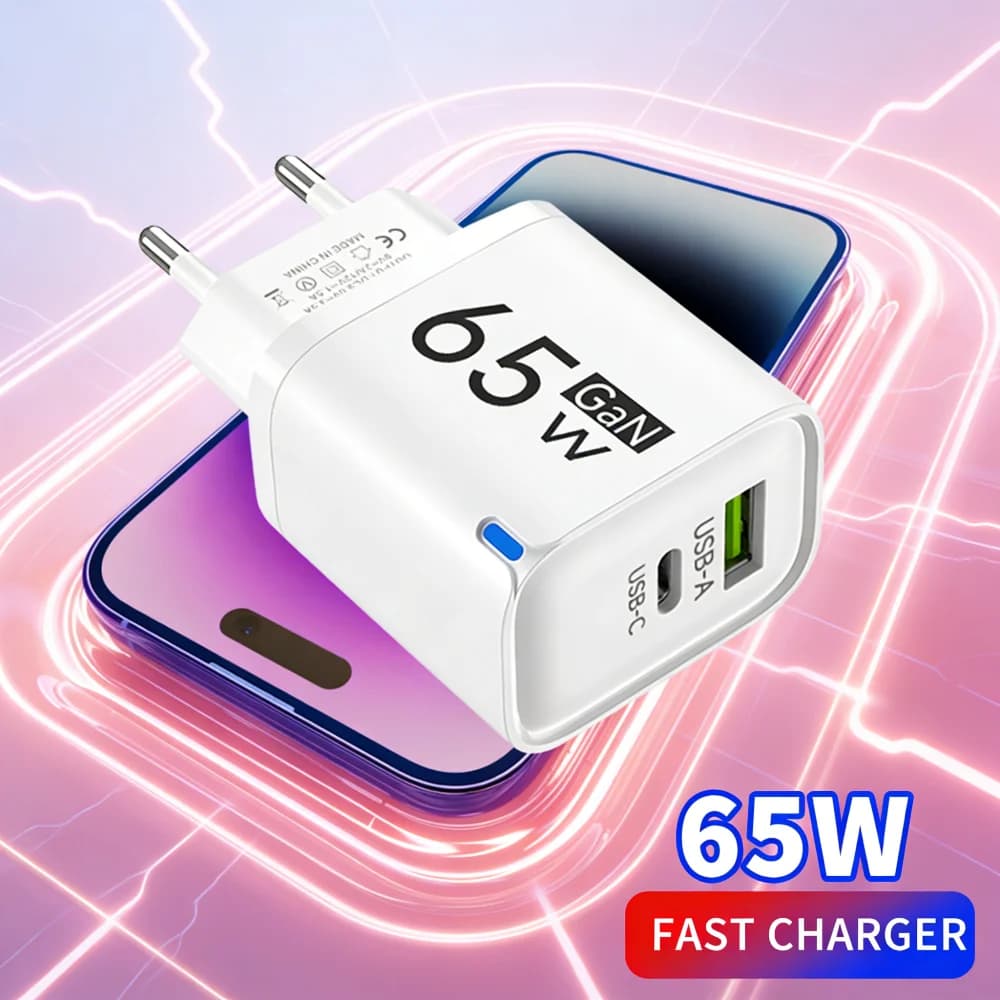 Universal PD 65W USB Charger for Phone, Power Adapter for iPhone 17 16 Xiaomi Huawei Oneplus
