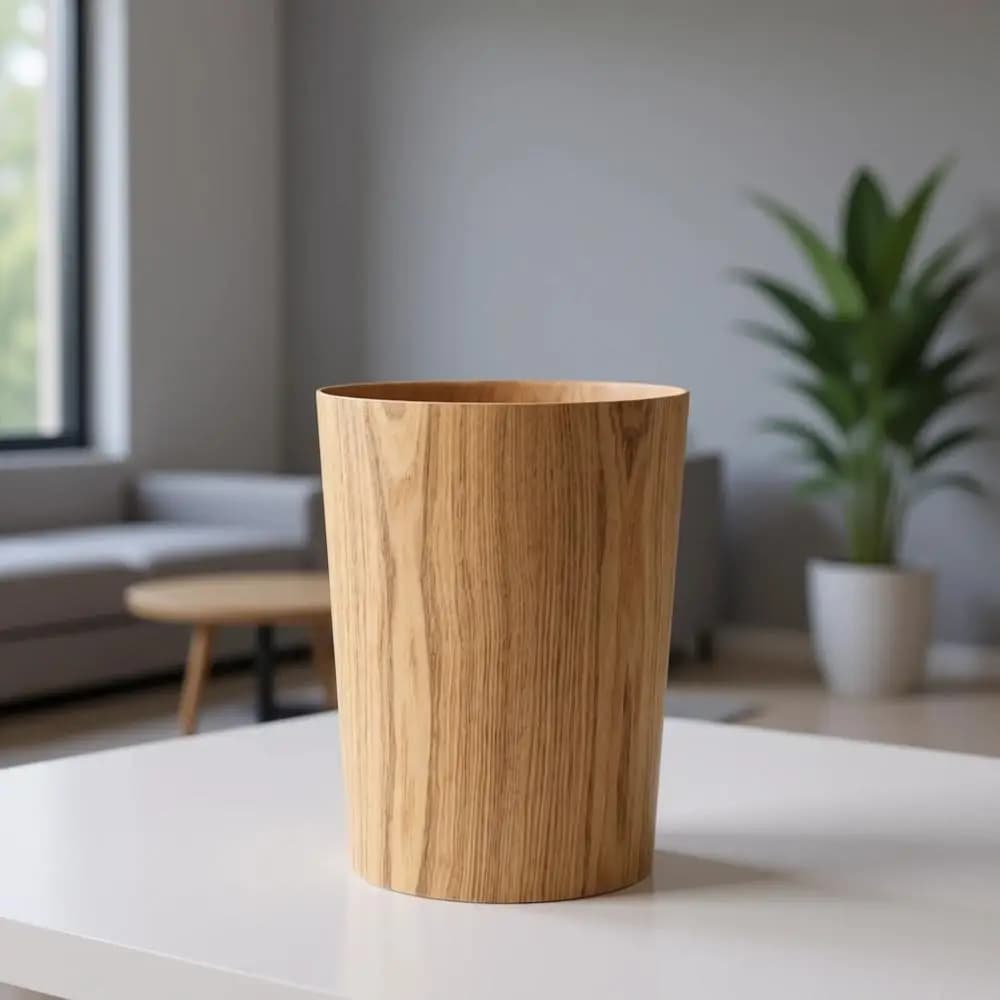 Cestino per Rifiuti in Legno Naturale Stile Giapponese, Leggero e Robusto per Casa o Ufficio, Adatto a Varie Stanze (Legno Chiaro)