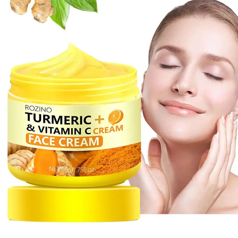 Crema Viso alla Curcuma e Arancia con Vitamina C 50g, Migliora la Luminosità della Pelle, Riduce le Pigmentazioni, Idrata in Profondità, Rivitalizza la Pelle Opaca
