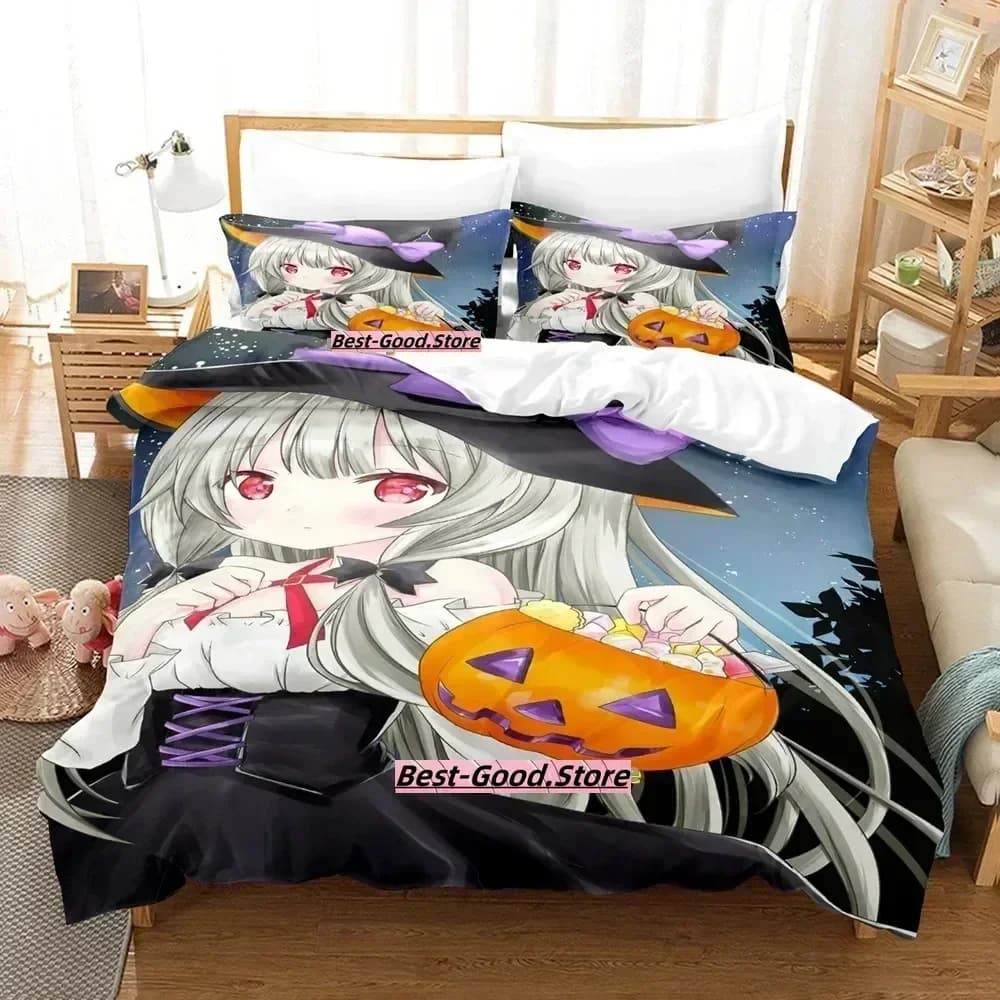 Set di Biancheria da Letto Tonari No Kyuuketsuki-san 2024, Copripiumino, Lenzuolo Stampato, Federe, Set Completo per Letto Matrimoniale, Queen o King Size