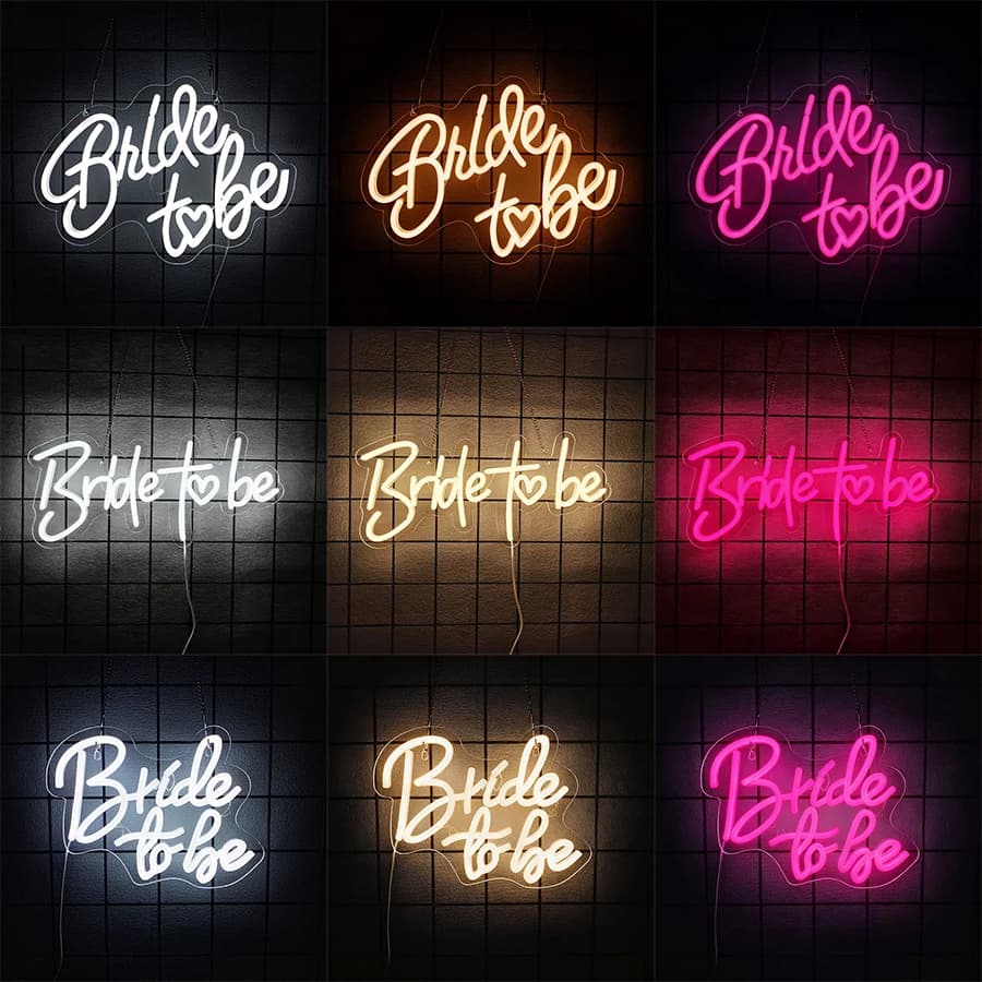 Insegna al neon sposa per decorazione da parete, insegne nuziali a luce al neon a LED per addio al nubilato, addio al nubilato, festa di fidanzamento