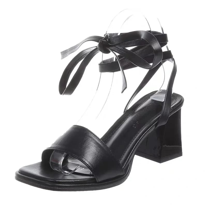 2026 New Summer Women Shoes Fashion Cross-tied Rome High Heels Party Block Heel Ladies Pumps Square Head Heightened Sandal 35-39