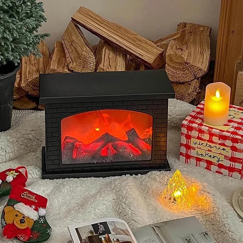 Lampada da Tavolo LED HOMEFISH Effetto Fiamma Camino Natalizio Stile Carbone Illuminazione Ambientale Calda per Feste Invernali e Decorazioni Domestiche
