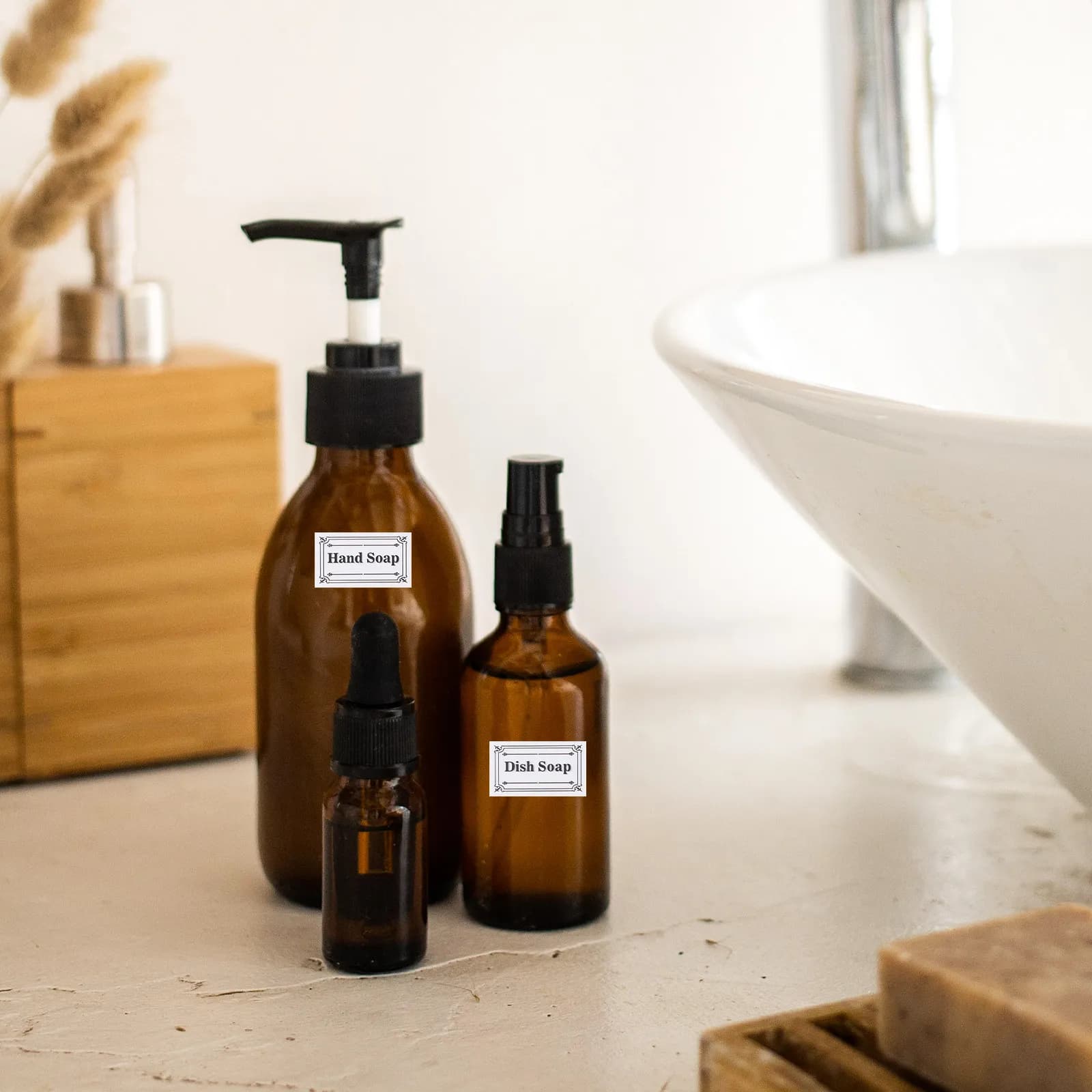 6 Pezzi Adesivi Impermeabili per Dispenser di Sapone, Carta Premium con Pellicola Impermeabile, Font Chiari, Facili da Staccare e Riposizionare
