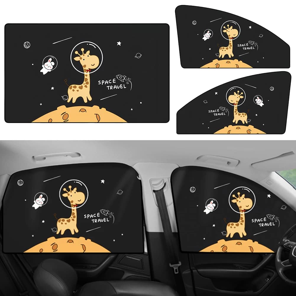 Cartoon per auto Simpatico animale Magnete Ombrellone Finestrino laterale Parasole Copertura Simpatico giraffa Tenda per finestrino laterale per auto per bambini Bambini Baby