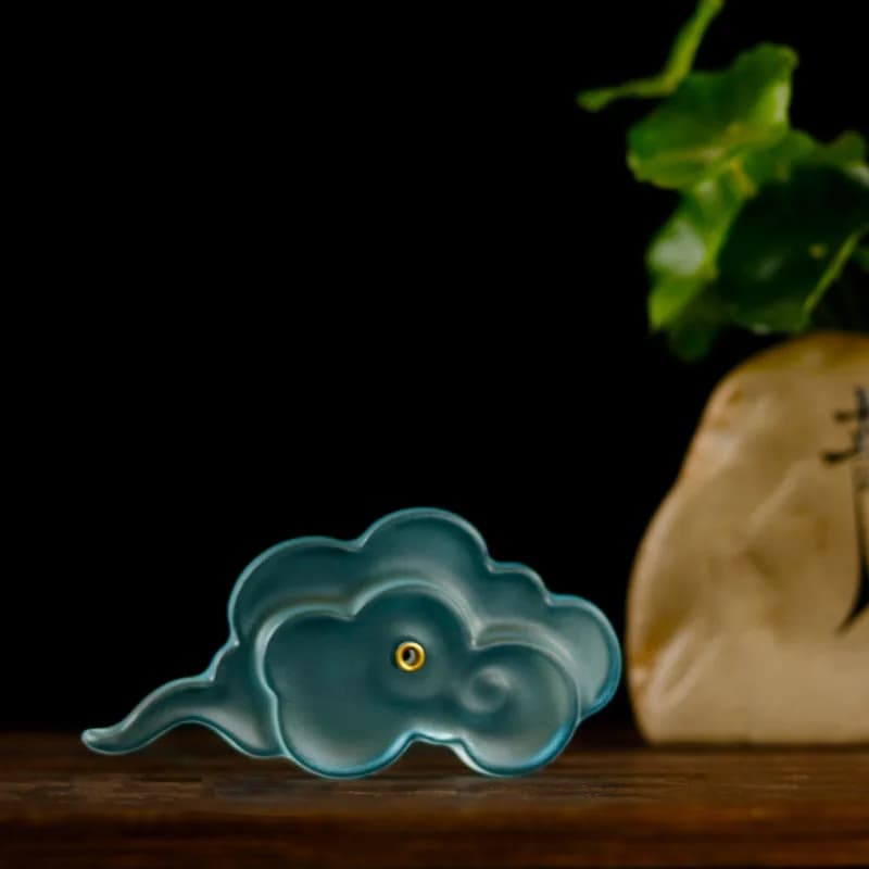 Porta Incenso Tradizionale in Ceramica Smaltata a Forma di Nuvola, Ornamento da Tavolo per Animali Domestici, Stile Zen Cinese, Regalo