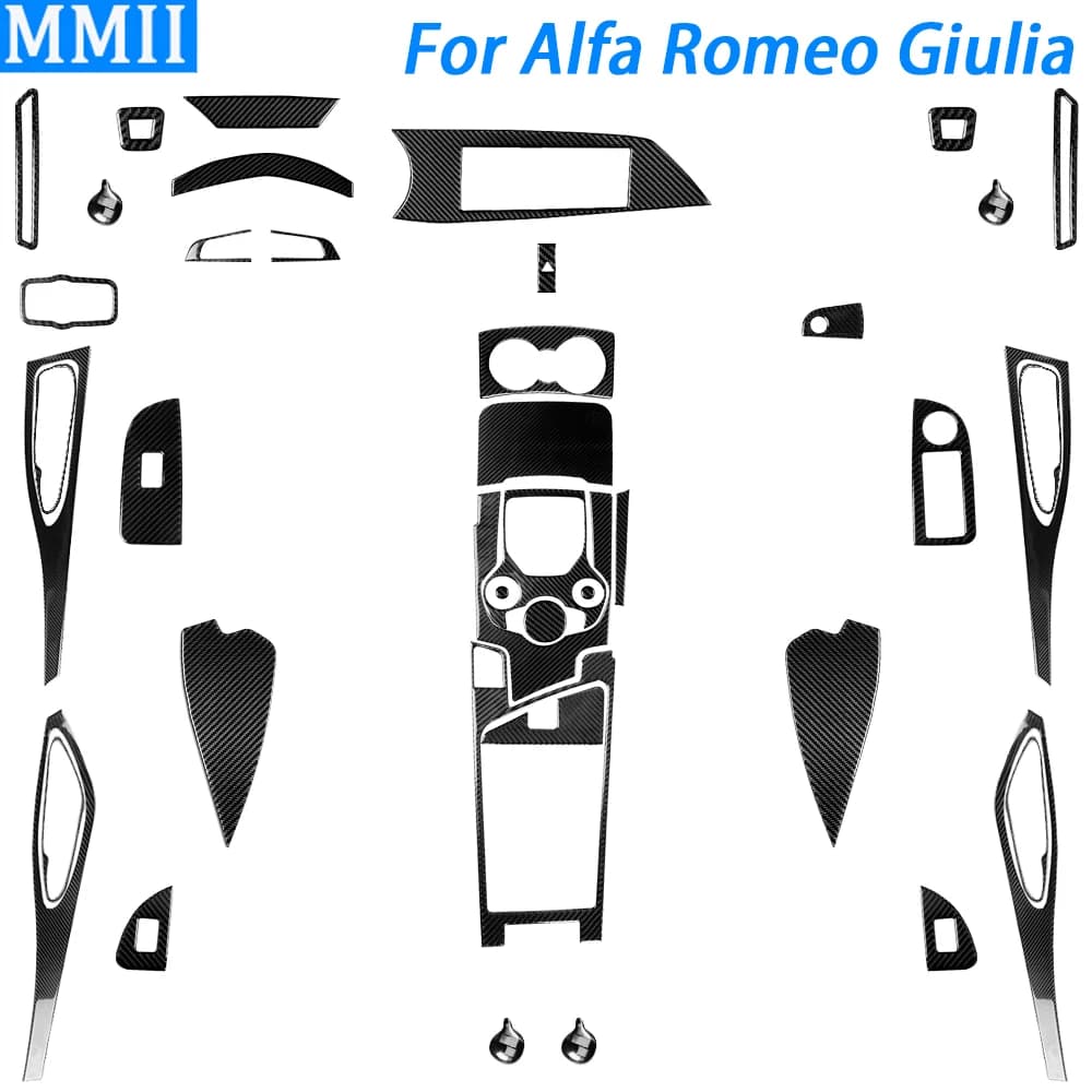 Per Alfa Romeo Giulia 2017-2019 in fibra di carbonio cambio uscita aria finestra ascensore cruscotto Set accessori interni auto adesivo