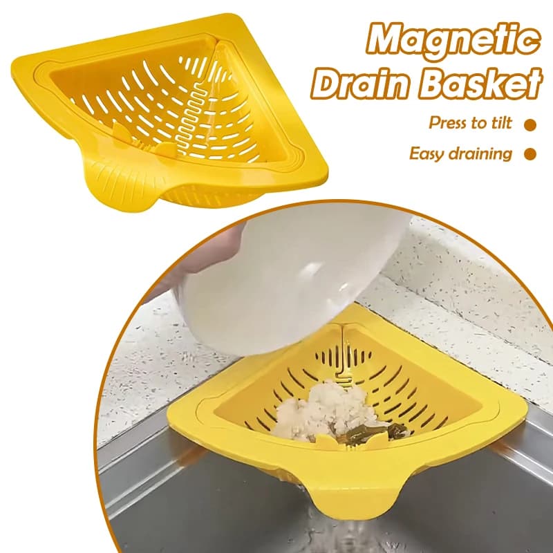 Cestello Angolare Magnetico per Lavello, Filtro per Rifiuti Alimentari, Organizzatore per Cucina