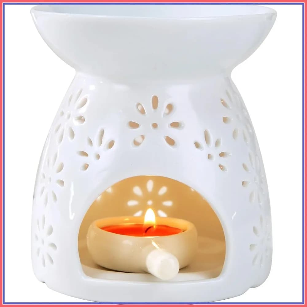 Portacandele in Ceramica, Bruciatore per Oli Essenziali, Diffusore di Aromi e Incenso, Decorazione per la Casa