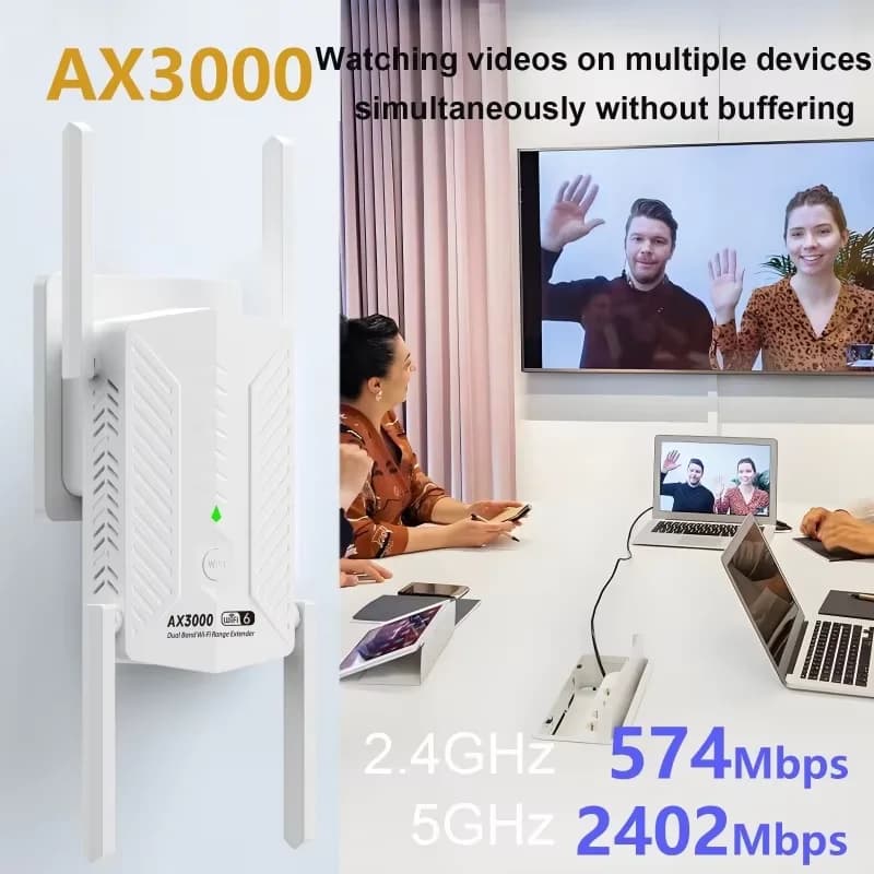 Ripetitore WiFi Wireless 3000Mbps, Amplificatore di Segnale WiFi 6, Estensore WiFi 5G 2.4G, Router a Lungo Raggio per Casa e Ufficio