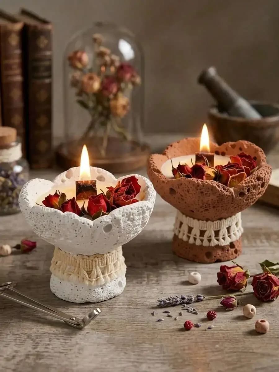 1 candela profumata vintage Boho | Aromaterapia Floreale | Ornamento da scrivania unico per l'arredamento della stanza