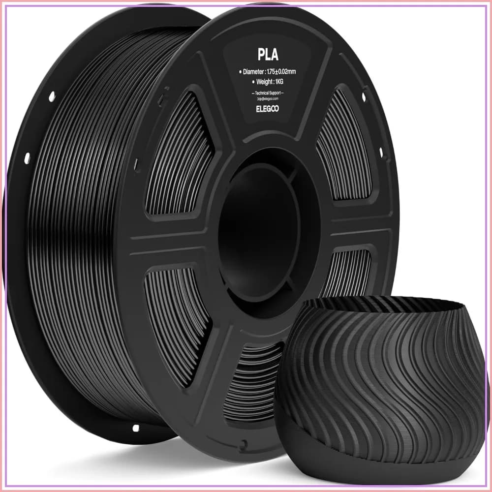 PLA Filament 1.75mm Black 1KG, 3D Printer Filament Dimensional Accuracy +/- 0.02mm, 1kg Spool (2.2lbs) Fit Most FDM 3D Printers