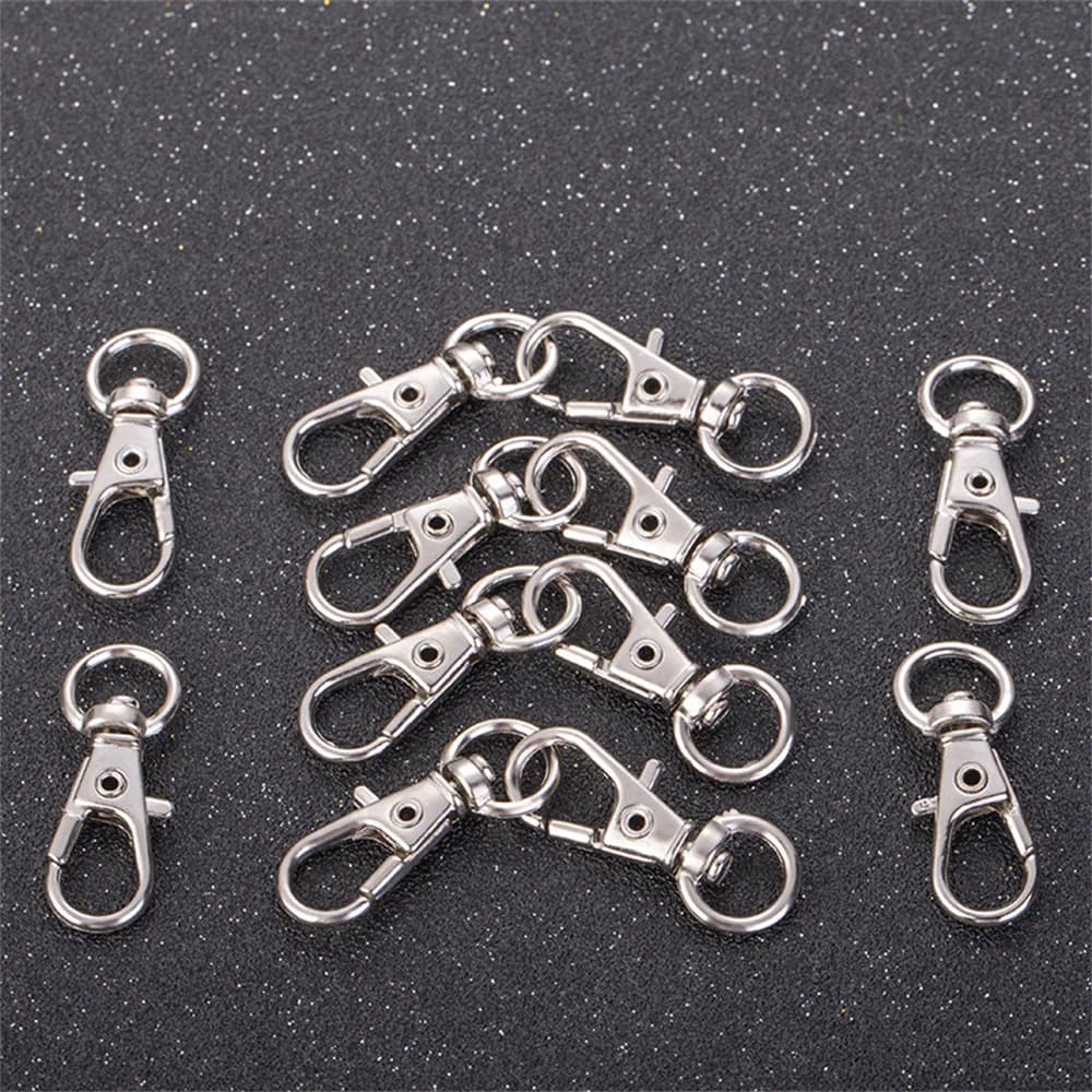 10/20/50/100 pcs Silver Color Metal Lobster Clasp Key Ring Keychain Carabiner Clasp Keyrings for DIY Key Chain Bags Accessories