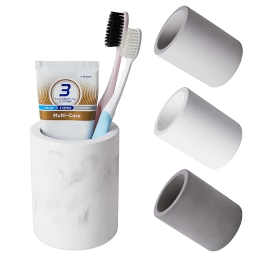 Portaspazzolino in Pietra Diatomacea ad Asciugatura Rapida, Supporto per Spazzolino Elettrico e Dentifricio per Bagno
