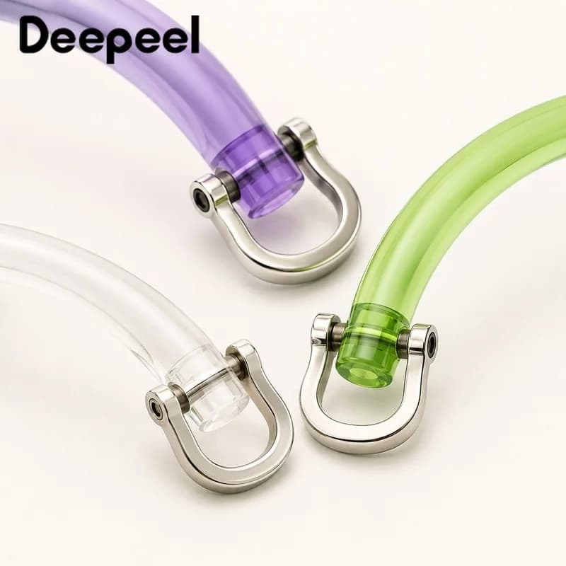 2/4/10Pcs 12cm Resin Bag Handle Rigid D Shape Metal Buckle Handmade Crochet Woven Purse Replacement Handcraft Sewing Accessory