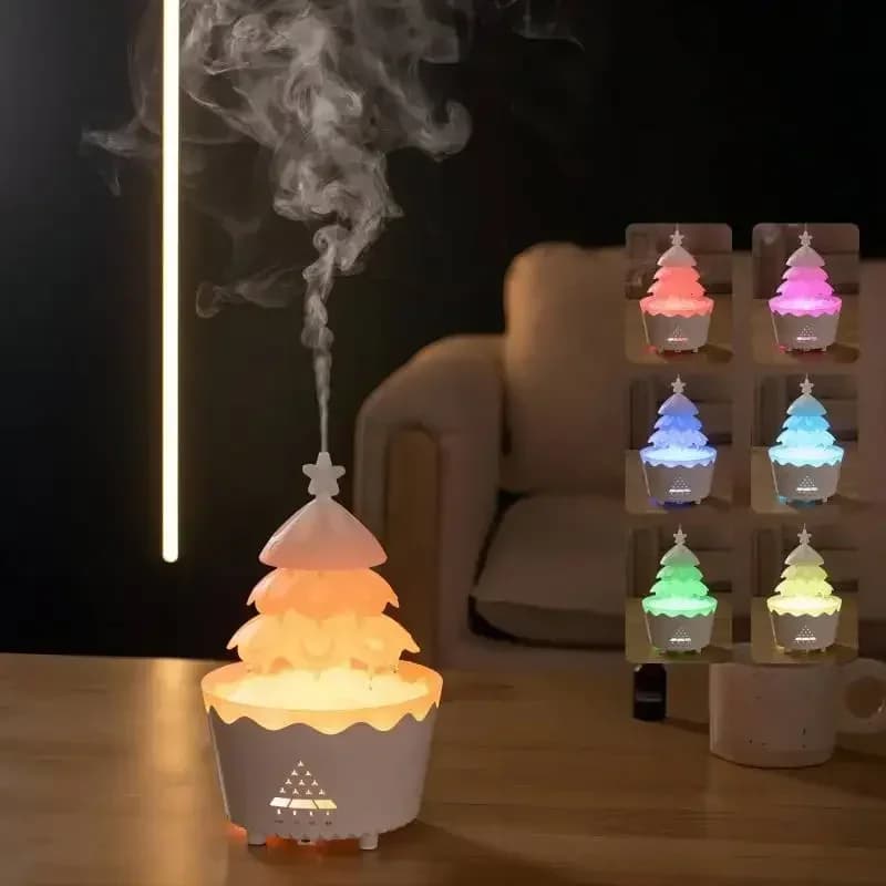 # L250ml Lucky Christmas Tree Carino Umidificatore Goccia Pioggia Sonno Casa Ad Ultrasuoni Atmosfera Colorata Illuminazione Diffusore di Aroma