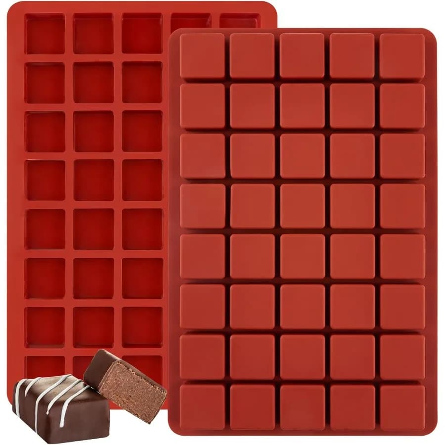 Stampi per caramelle dure al caramello quadrato in silicone da 2 pezzi per Tartufi al cioccolato Gache Jelly Praline Brownie Burro Vassoio per cubetti di ghiaccio