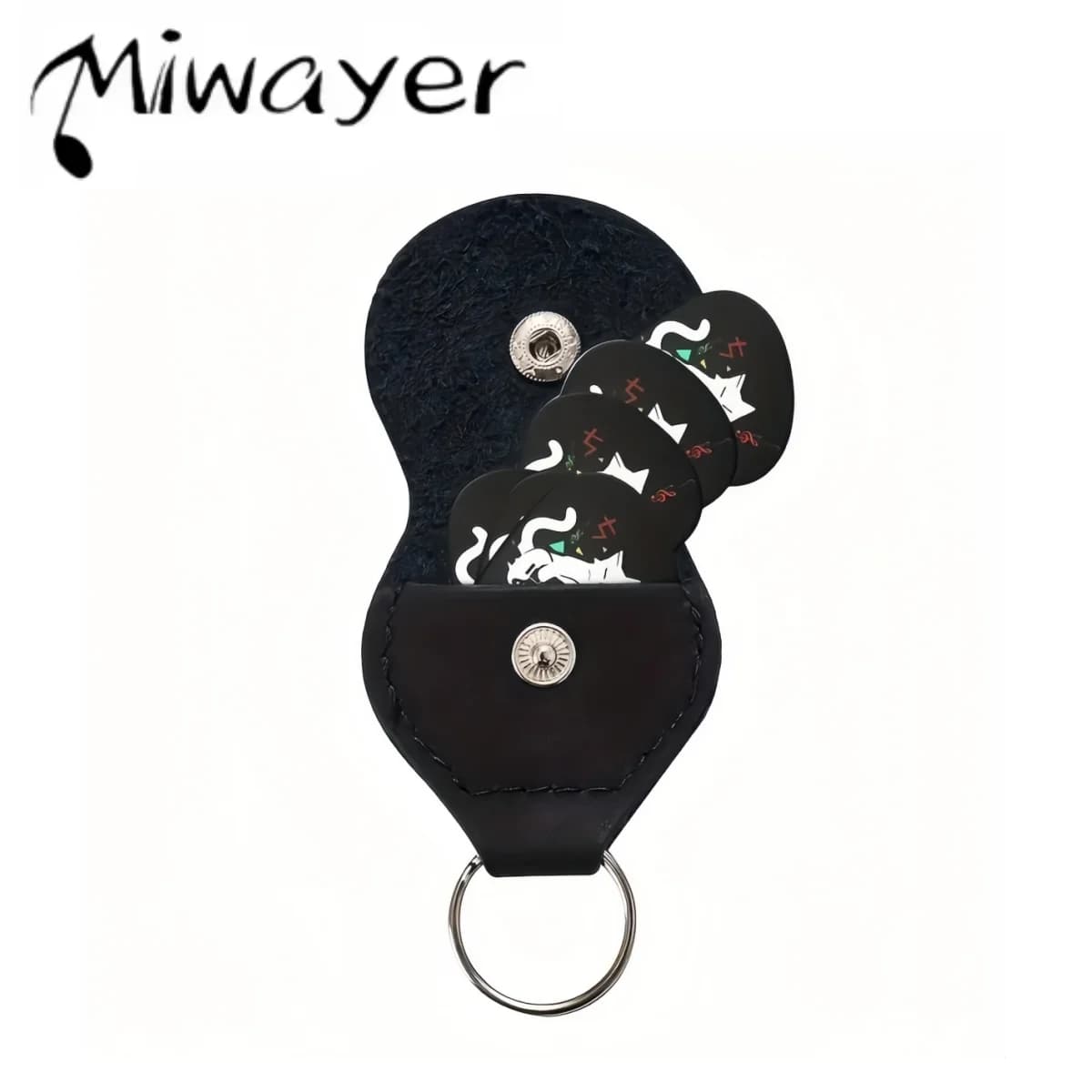 Miwayer 6 Pezzi Plettri per Chitarra Originali con Stampa su Entrambi i Lati, Spessore 0,46/0,71/1,00mm con Portachiavi per Regalo Chitarrista