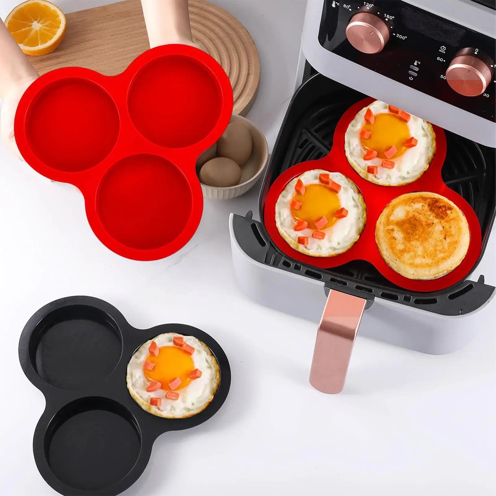 Silicone mold for air fryer, non-stick, for eggs, pancakes, cakes, puddings, burgers