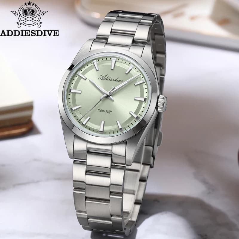 ADDIESDIVE VH31 Quartz Watches Bubble Mirror Pot Cover Glass 100m Waterproof reloj hombre K1 Mineral Glass NEW AD2066 Mens Watch