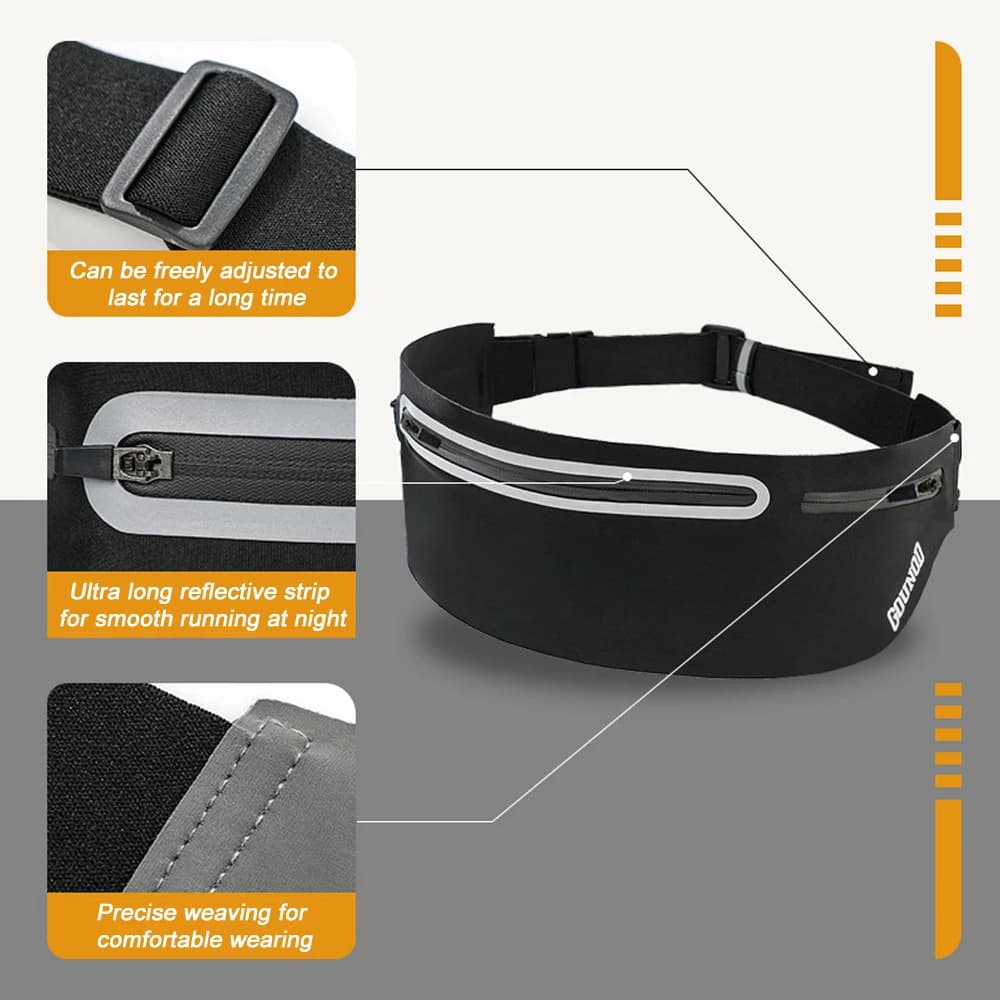 1PCS UltraSlim Fanny Pack for Women Men - Waterproof Running Belt,Waist Pack for Running,Hiking,Travel - Phone Holder,Money Belt
