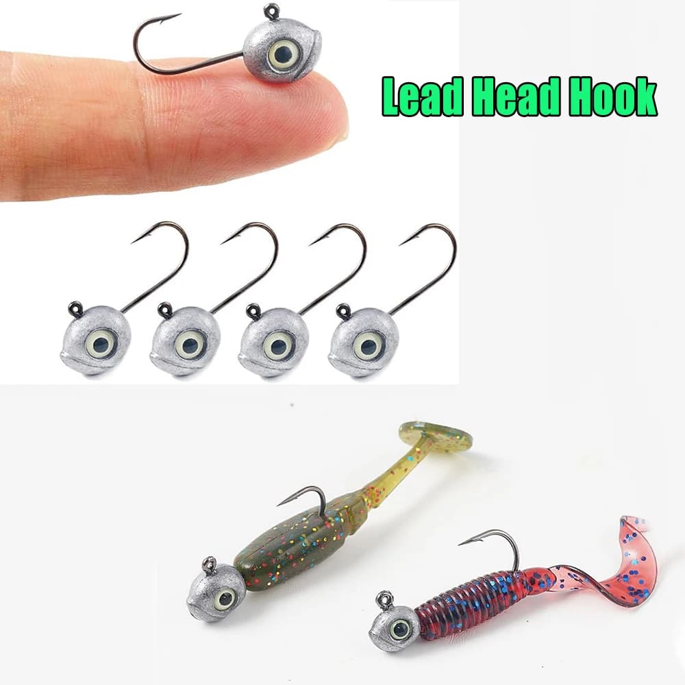 Jig Head Ultraleggero per Micro Esche, per Pesca a Roccia, con Testa in Piombo e Filo Sottile, Colore Naturale, 0.5g 1g 2g 3g 4g 5g