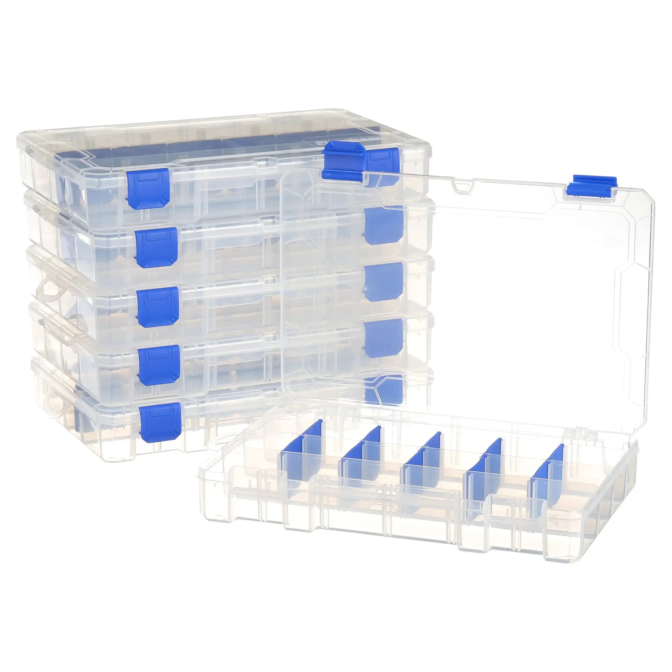 Flambeau Outdoors 4007 Tuff Trainer 24-Compartment Clear Fishing Tackle Box 11 Inches 6-Pack