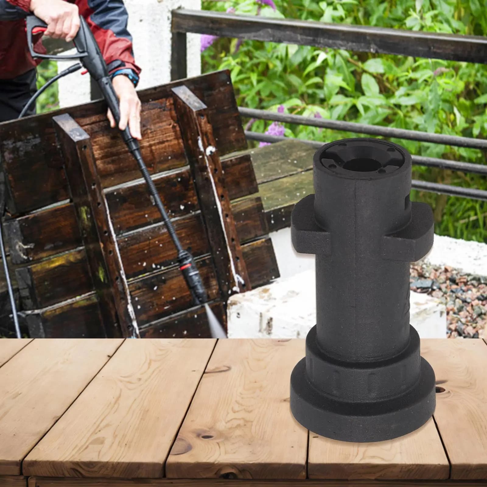 Pressure Washer Adapter Water Pistol Adapter Pressure Washing Garden Hose Connection Color Black Eliminates Hose Twisting