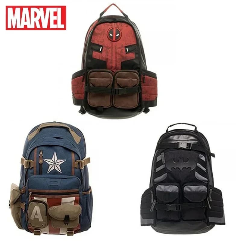Zaino Marvel Avengers Deadpool Capitan America Zaini cartoni animati anime Zaino da viaggio ad alta capacità per il tempo libero all'aperto