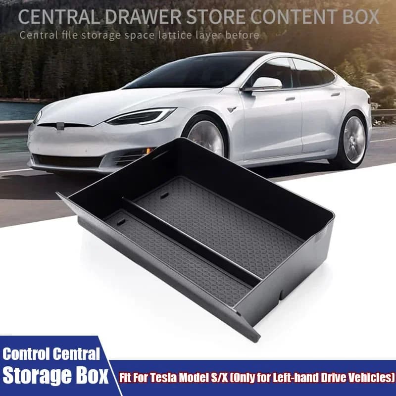 Auto Anteriore Console Centrale Scatola di Immagazzinaggio Cassetto Contenitore Bin Bracciolo Organizzatore Caso Vassoio Organizzatore Per Tesla Modello S/X 2012-2020