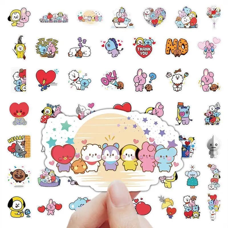 Adesivi BT21 Anime Kawaii Fai-da-te per Studenti, Decorazioni Impermeabili per Laptop, Telefono, Tazza, Idea Regalo