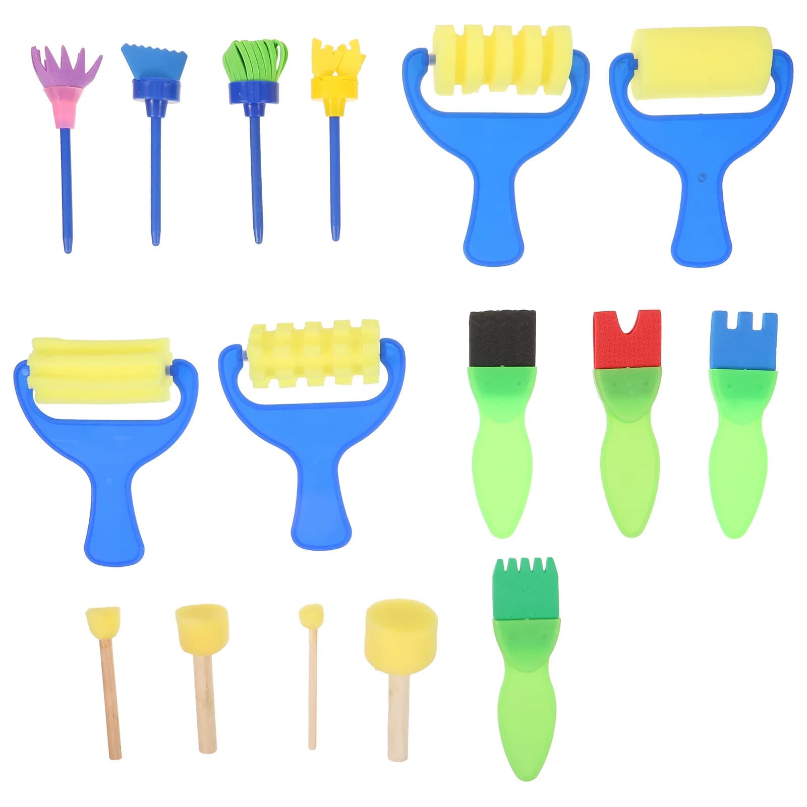 16Pcs Reusable Painting Sponge Brush Set Drawing Sponge Brush Art Supplies for Kids Small Hands Easy Clean Drying Creative