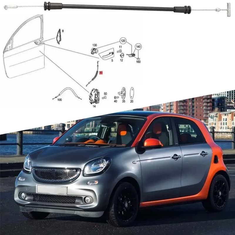 Adatto per Mercedes SMART FOUR Prima Generazione 2004-2006, Decorazione Cavo Serratura Maniglia Esterna, Accessorio Esterno A4547230169