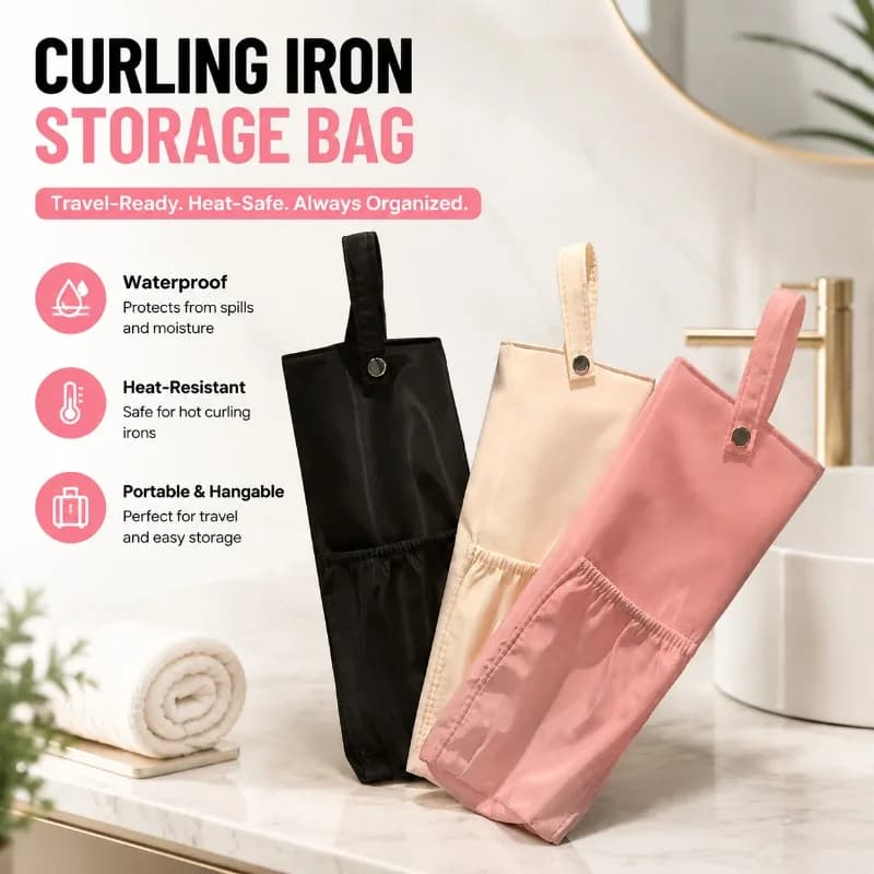 Bestseller: Custodia Impermeabile e Termoisolante per Ferro Arricciacapelli, Organizzatore Portatile Giapponese da Viaggio per Arricciacapelli