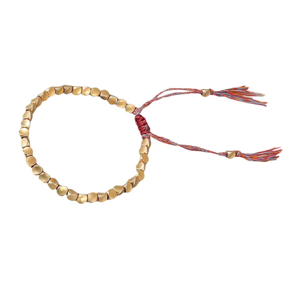 Bracciale da donna in maglia con perline di rame, leggero e confortevole, design minimalista alla moda, adatto per l'uso quotidiano