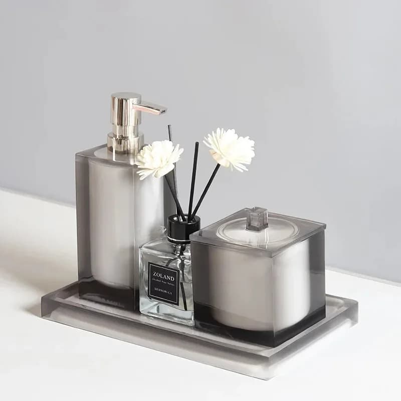 Bathroom Accessories Set High-end Resin Liquid Soap Dispenser Cotton Swab Box Trays Travel Portable Hotel Washing Tools
