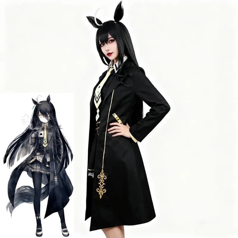 Anime Uma Musume Pretty Derby Manhattan Cafe Cosplay Costume Wig Blak Shirt Skirt Full Set Halloween Christmas Suit yy:89