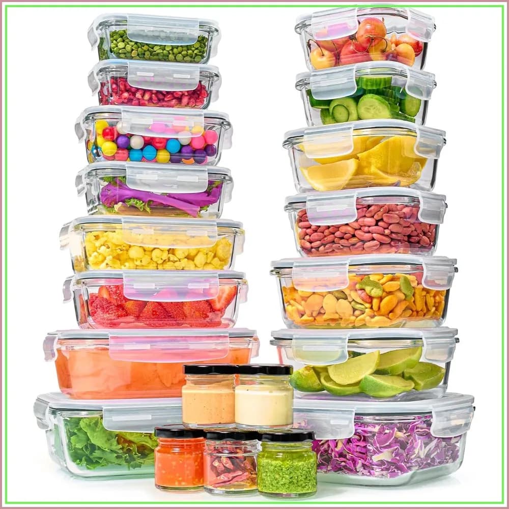 40-Piece Glass Food Storage Containers with Airtight Lids - Leakproof BPA-Free Meal Prep, Stackable Lunch Boxes, Microwave Freezer Dishwasher Safe