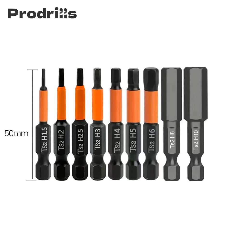 Prodrills S2 Set di punte per cacciavite magnetico a testa esagonale H1.5-H10 Set di punte esagonali cacciavite a brugola
