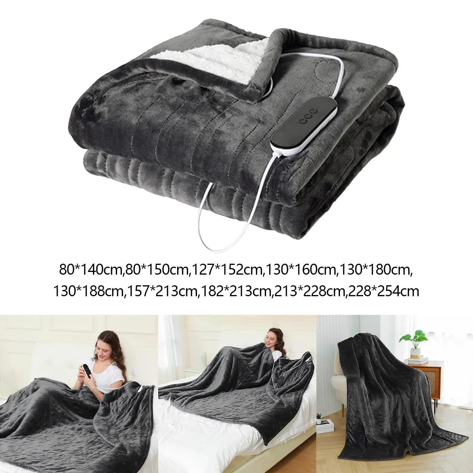 Coperta da tiro elettrica 9 livelli Temporizzazione intelligente Mantello riscaldato morbido Coperta riscaldata in flanella per divano da viaggio domestico Camera da letto Ufficio