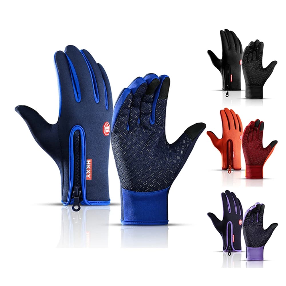Touchscreen Guanti da ciclismo caldi invernali Touchscreen a dita intere Antiscivolo Impermeabili Sport da campeggio all'aperto Design a dita intere