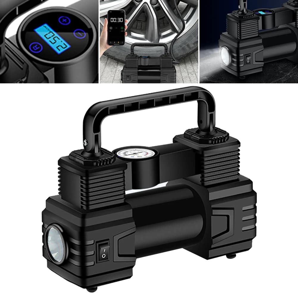 Gonfiatore Elettrico per Pneumatici 150 PSI 12V, Pompa d'Aria Elettrica ad Alta Precisione, Portatile con Torcia LED di Emergenza, Gonfiatore per Pneumatici Auto