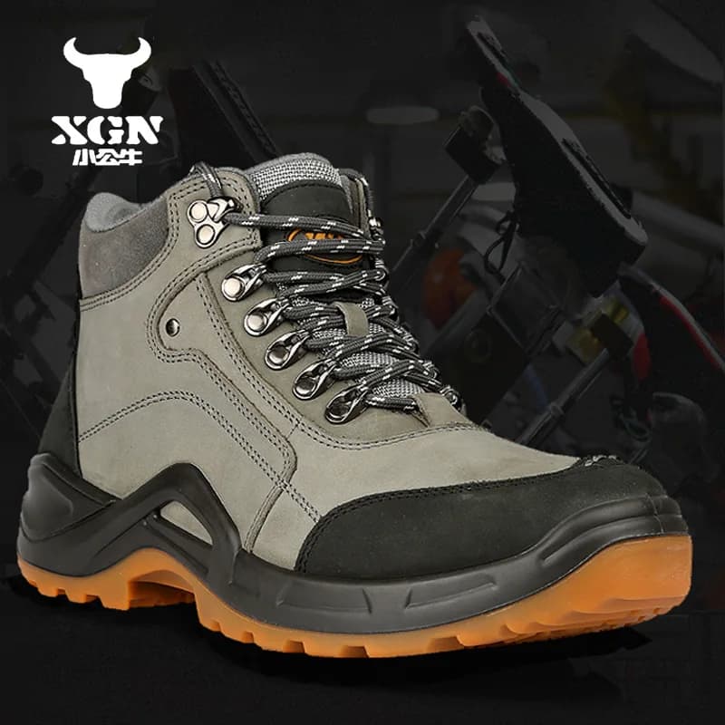XGN Scarpe da trekking per esterni in pelle bovina Stivali da caccia impermeabili da uomo Stivali da viaggio tattici da combattimento nel deserto Scarpe da ginnastica da trekking alla caviglia